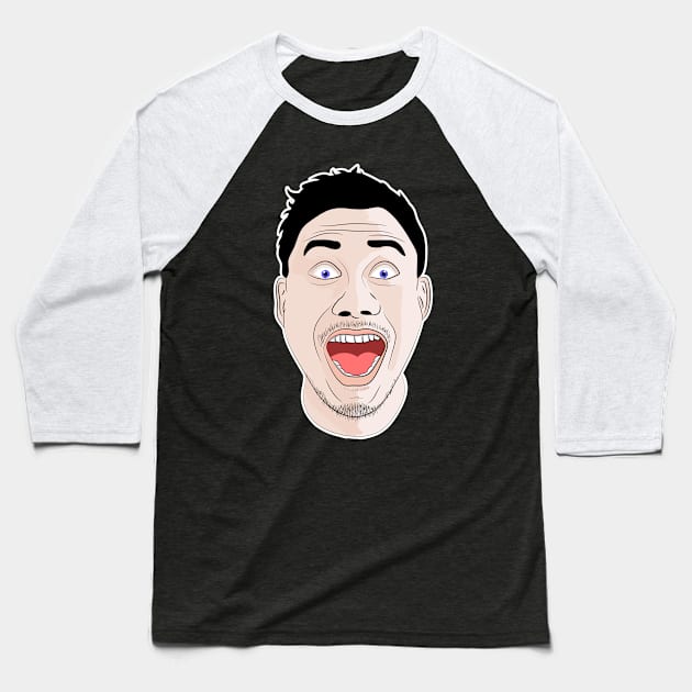 Wow surprised man face Baseball T-Shirt by kamdesigns